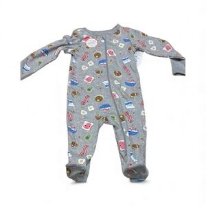 Sleep and Play Gray Kids One Piece with Fun Print